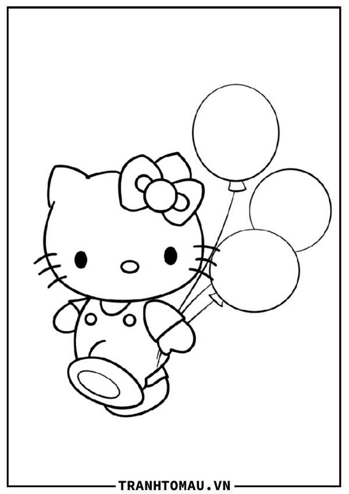 Tranh tô màu Hello Kitty đáng yêu số 9