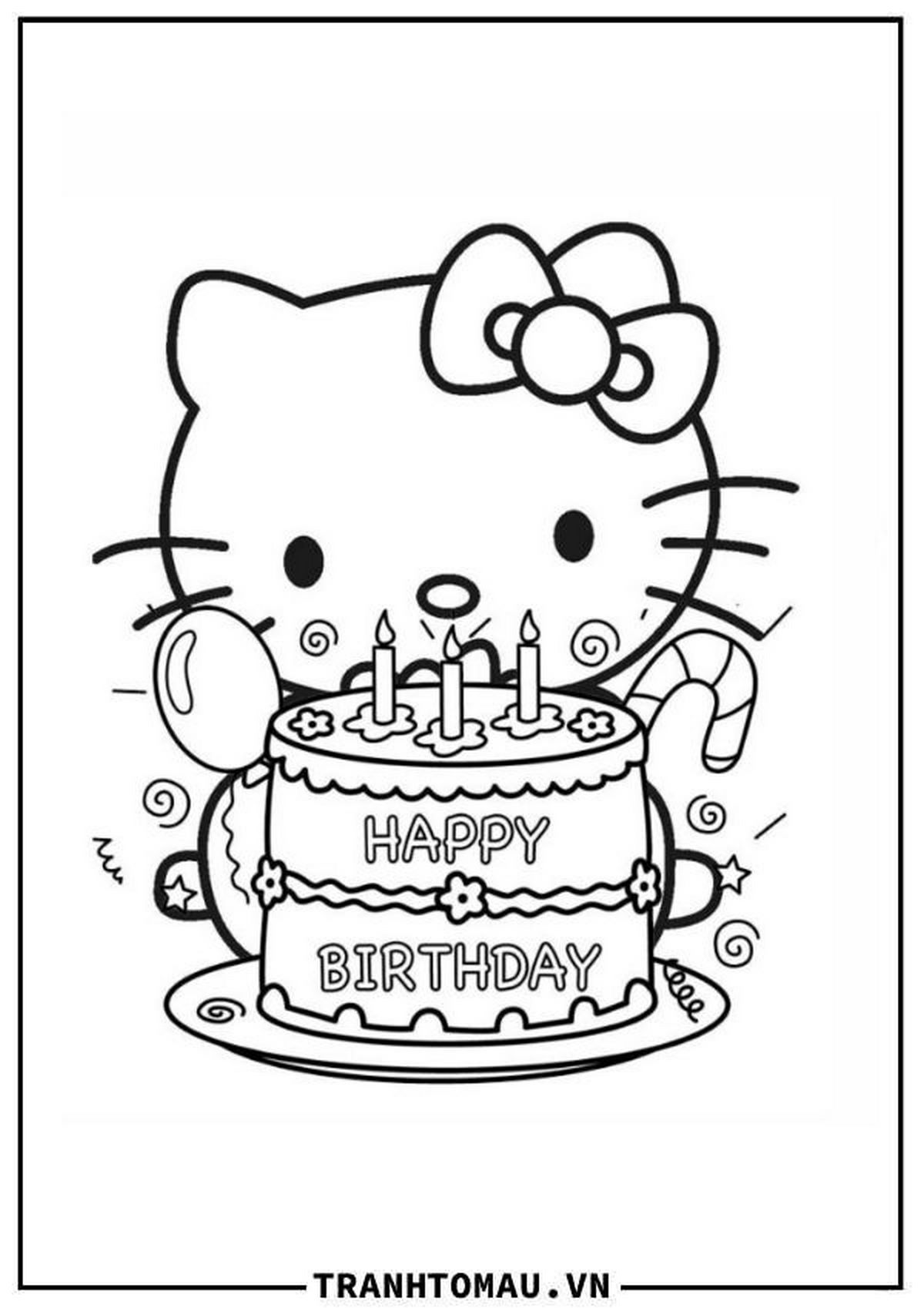 Tranh tô màu Hello Kitty đáng yêu số 1