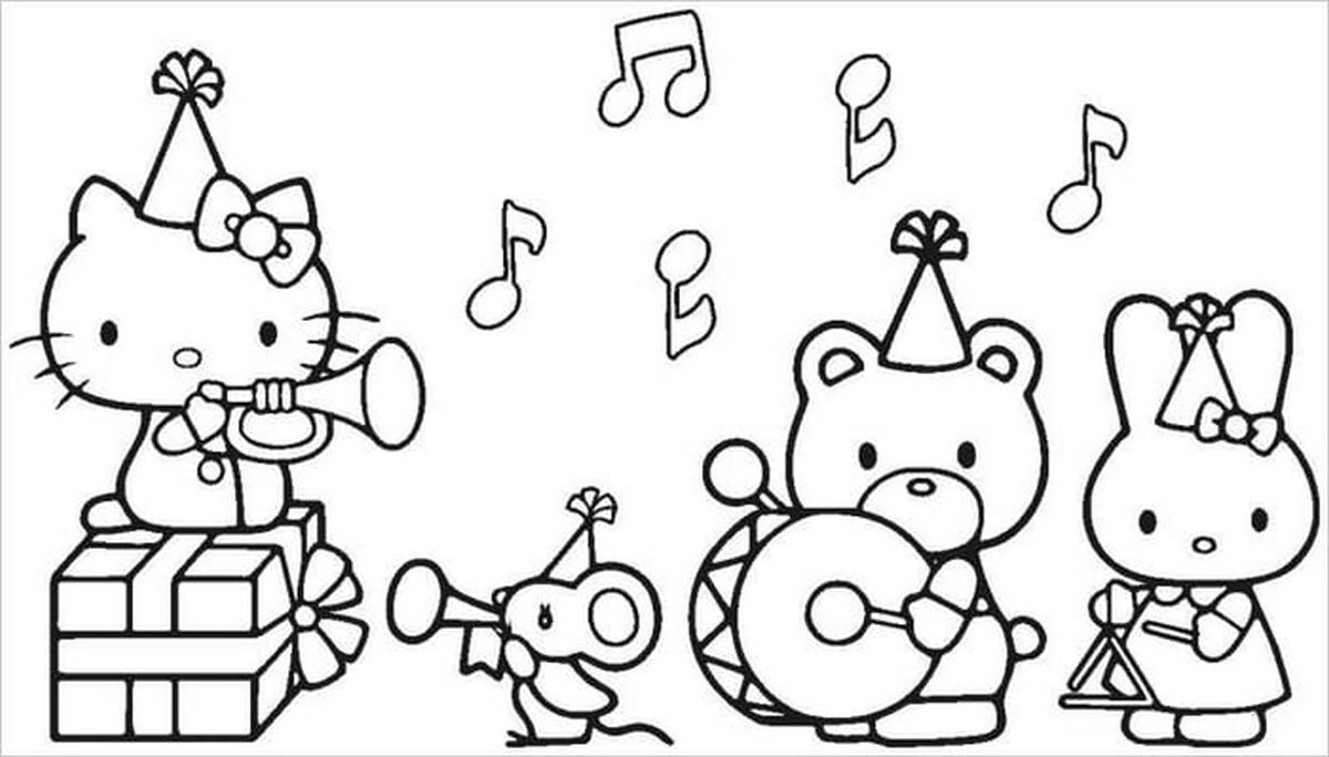 Tranh tô màu Hello Kitty đáng yêu số 4