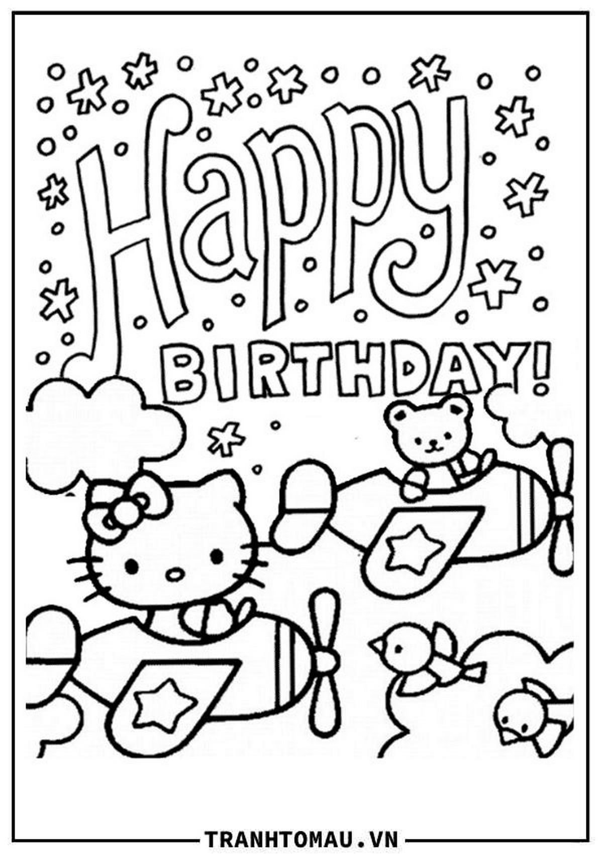 Tranh tô màu Hello Kitty đáng yêu số 14