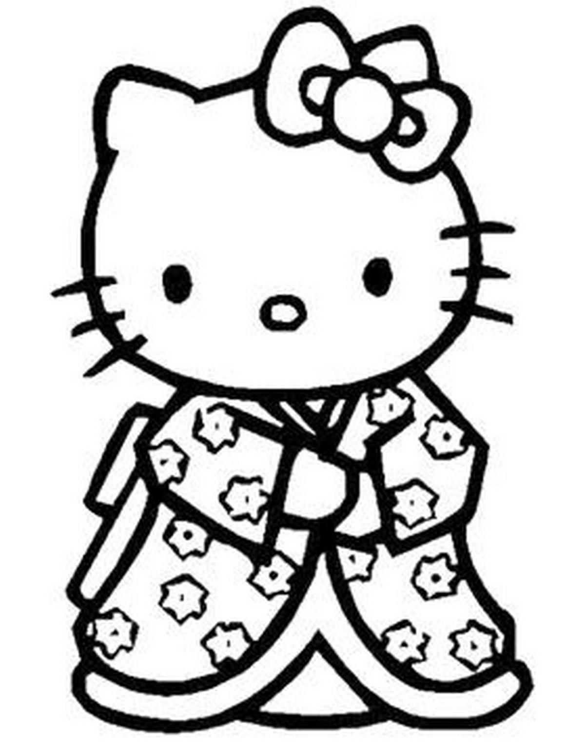 Tranh tô màu Hello Kitty đáng yêu số 34
