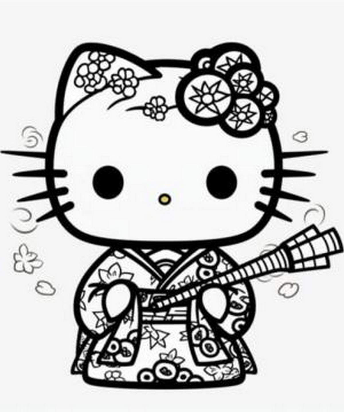 Tranh tô màu Hello Kitty đáng yêu số 35