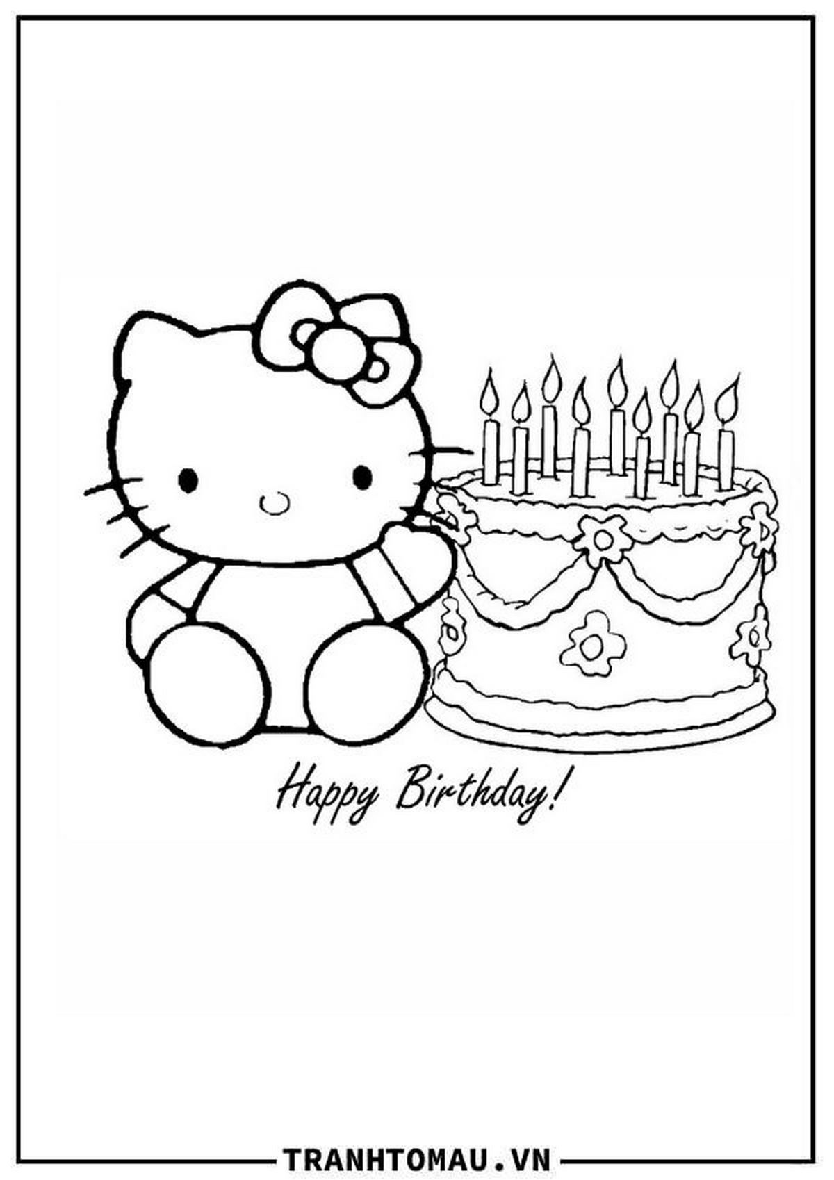 Tranh tô màu Hello Kitty đáng yêu số 15