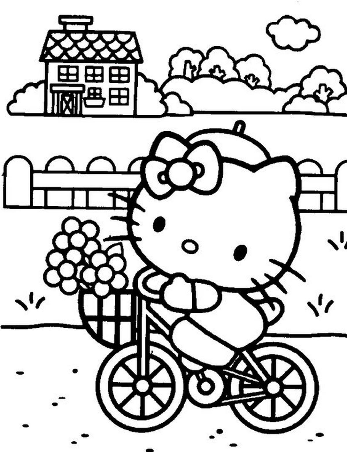 Tranh tô màu Hello Kitty đáng yêu số 47