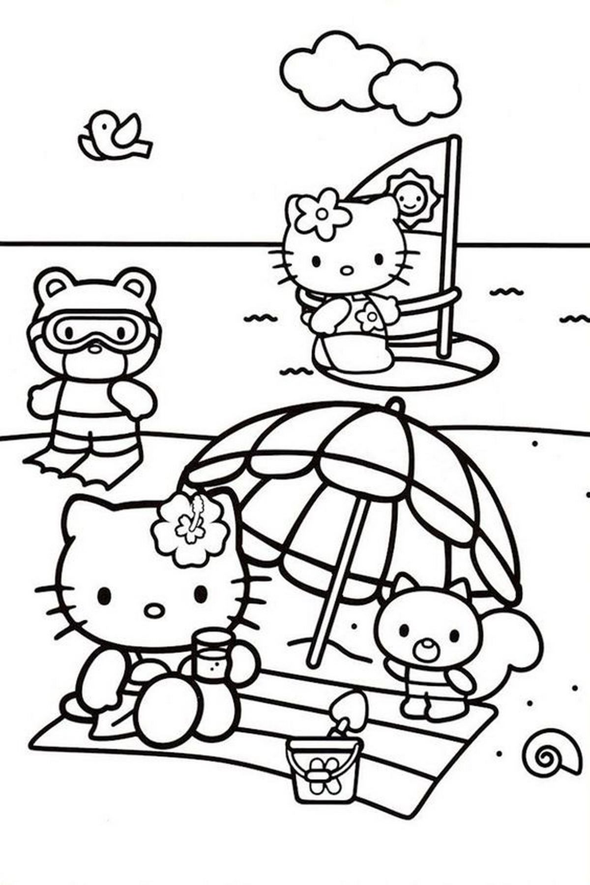 Tranh tô màu Hello Kitty đáng yêu số 48