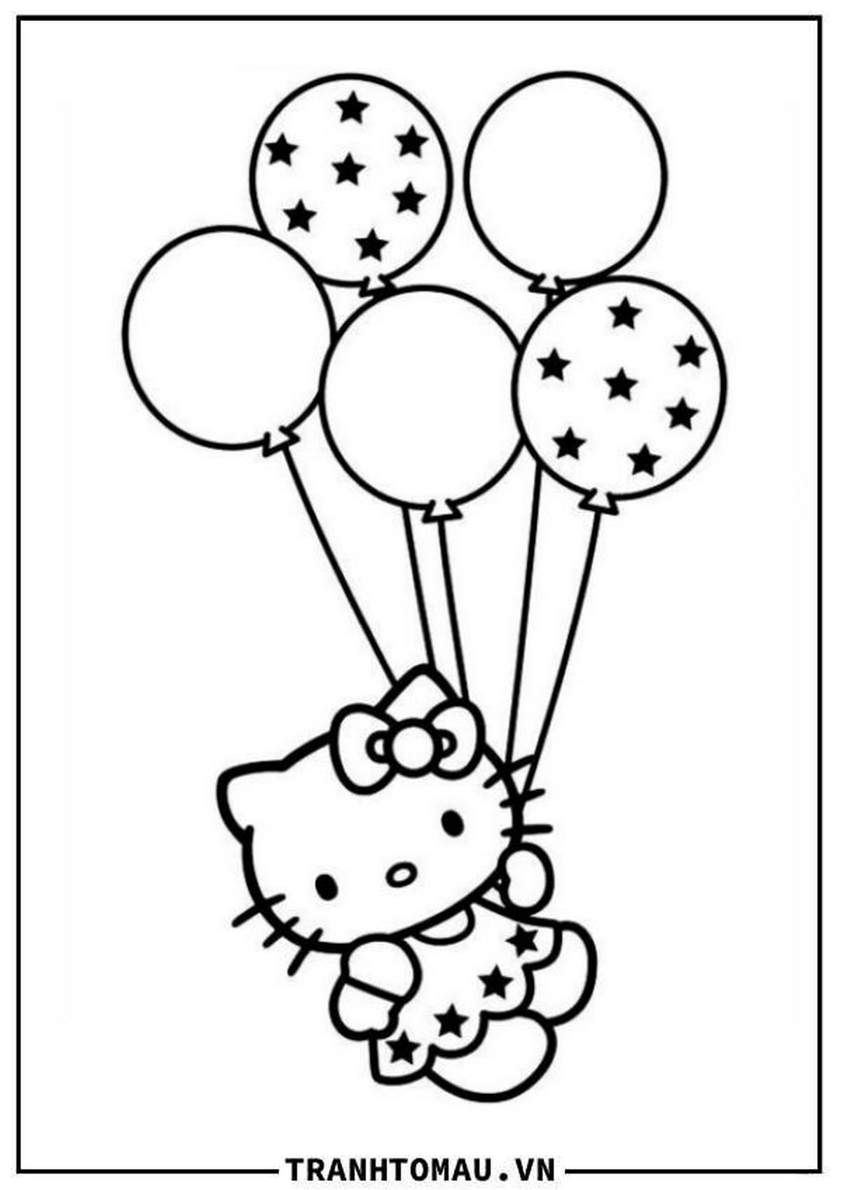 Tranh tô màu Hello Kitty đáng yêu số 17