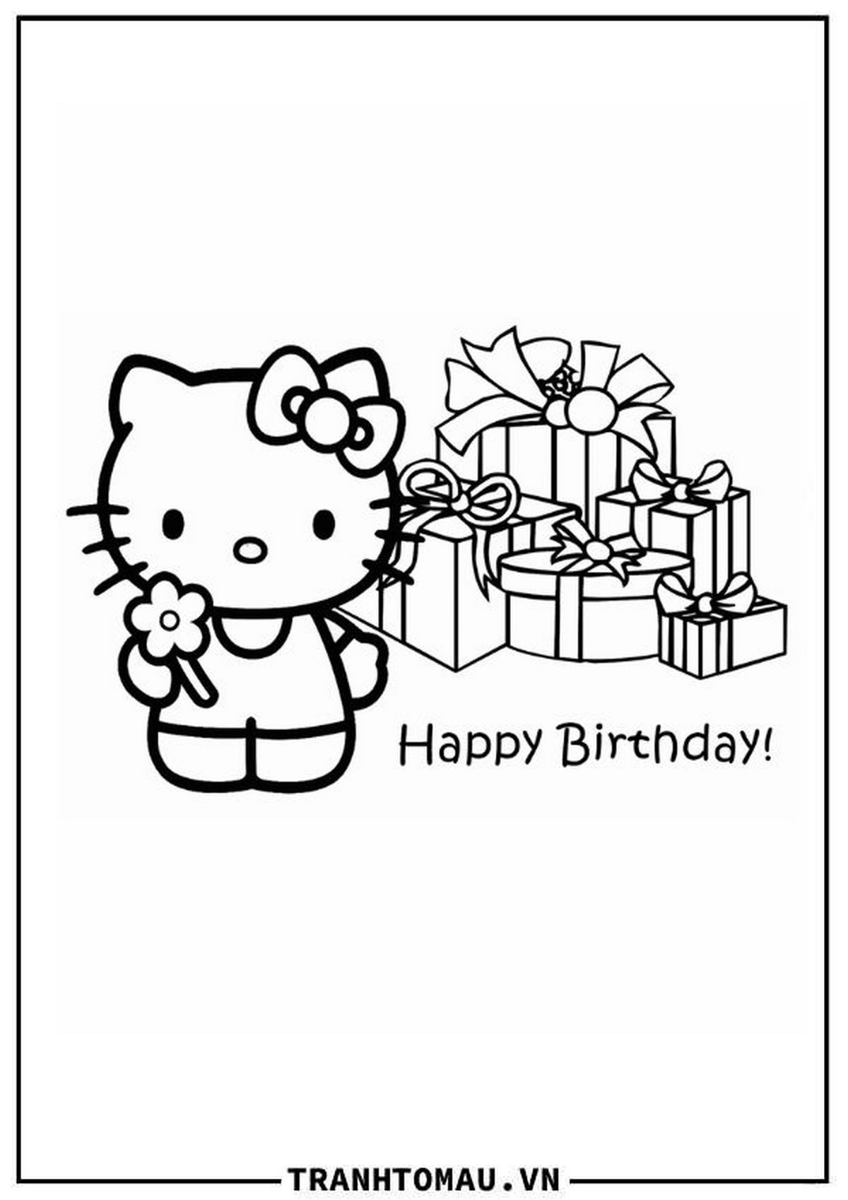 Tranh tô màu Hello Kitty đáng yêu số 18