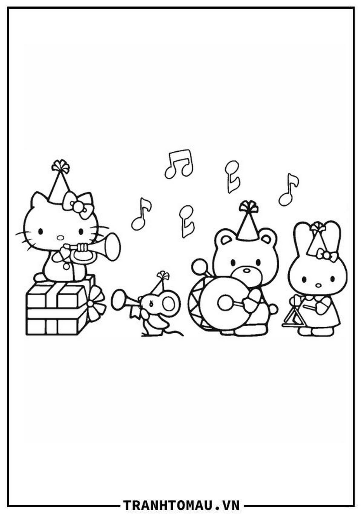 Tranh tô màu Hello Kitty đáng yêu số 19