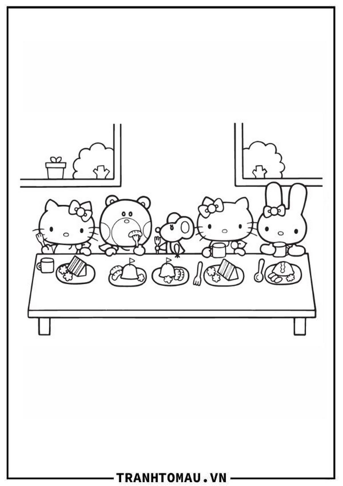 Tranh tô màu Hello Kitty đáng yêu số 20