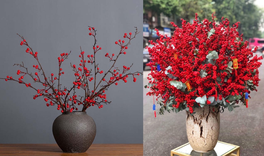 Mẫu bình hoa đào đông tết