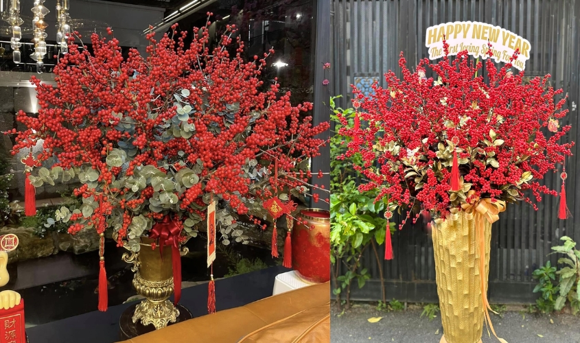 Bình cắm đào đông nghệ thuật