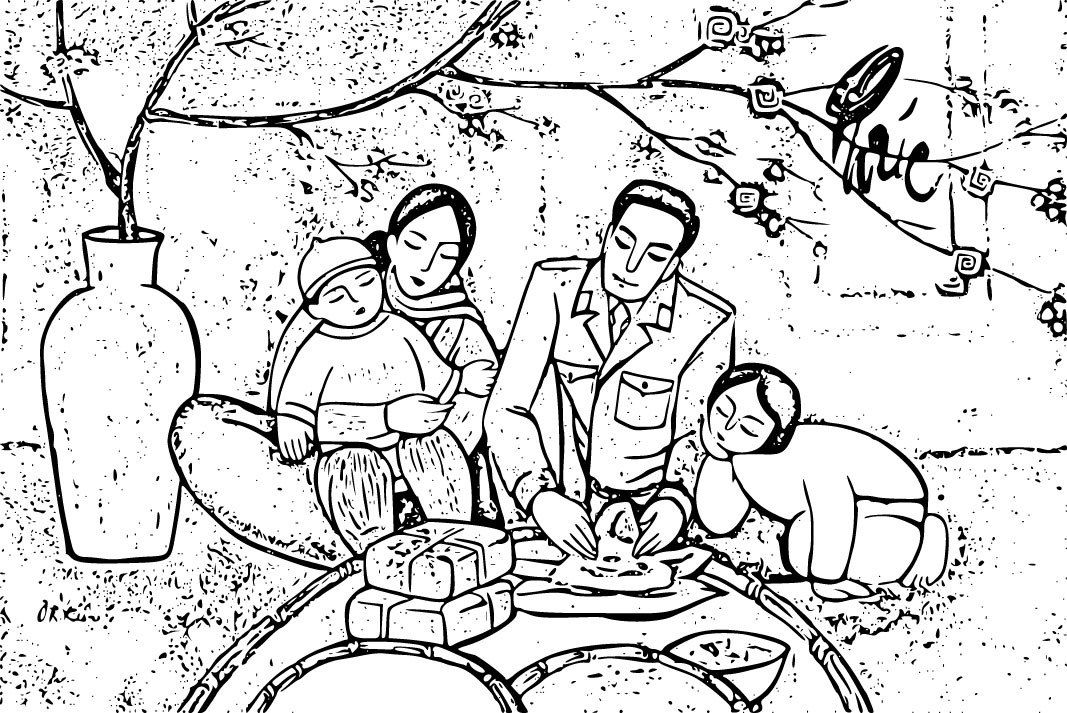 Tranh tô màu gói bánh chưng ngày tết Tranh tô màu gói bánh chưng ngày tết