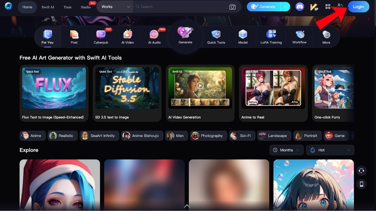 Truy cập trang web SeaArt AI, tại đây. Nhấn chọn 