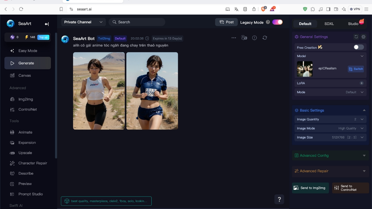 Tùy chỉnh hình ảnh của mình tùy ý như thay đổi các thông số về màu sắc, độ sáng, độ tương phản, nâng cấp độ chi tiết (upscale) hoặc tạo các phiên bản biến thể khác nhau.
