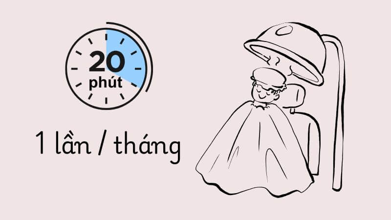 Tóc khỏe mạnh nên hấp trong 20 phút với tần suất khoảng 1 lần/tháng