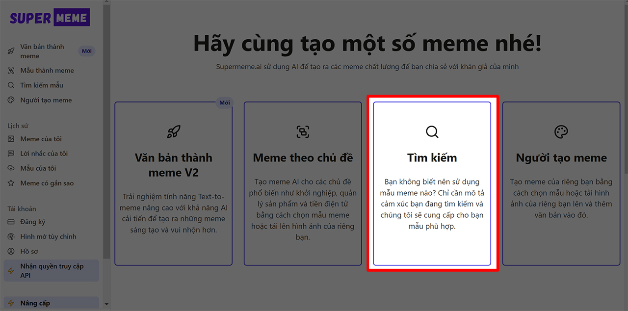 Cách tìm kiếm meme bằng AI