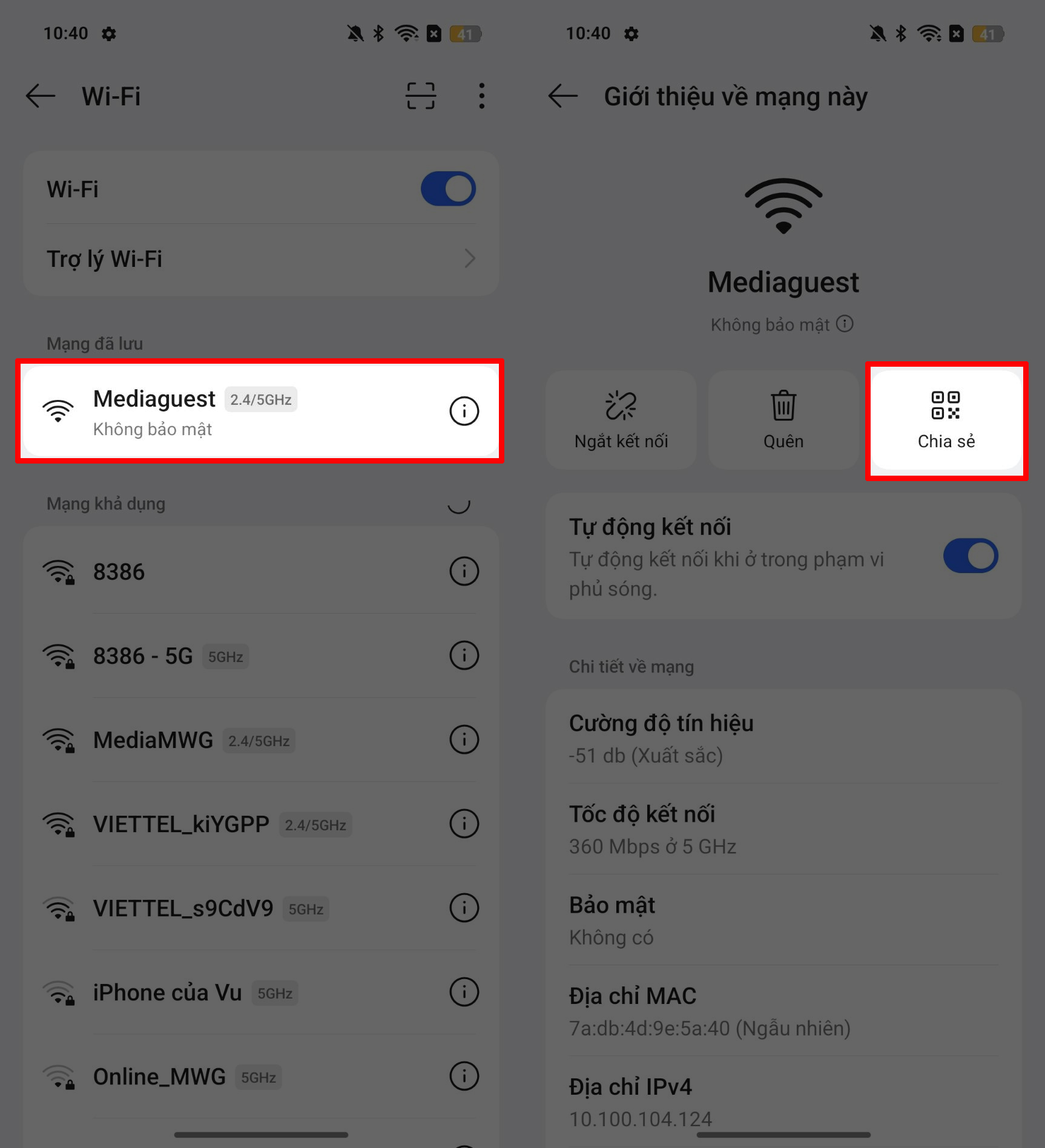 Cách bật mã QR WiFi trên OPPO Reno13