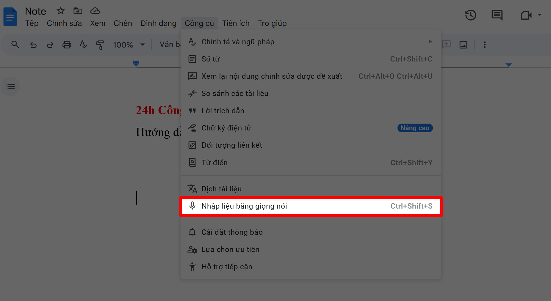 Cách nhập văn bản bằng giọng nói trong Google Docs