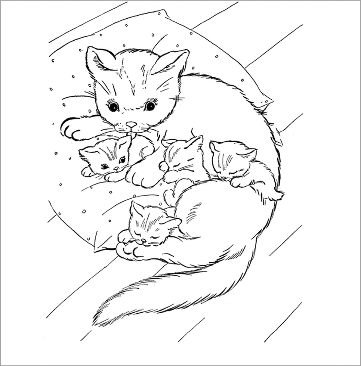 Tranh tô màu con mèo đơn giản số 8