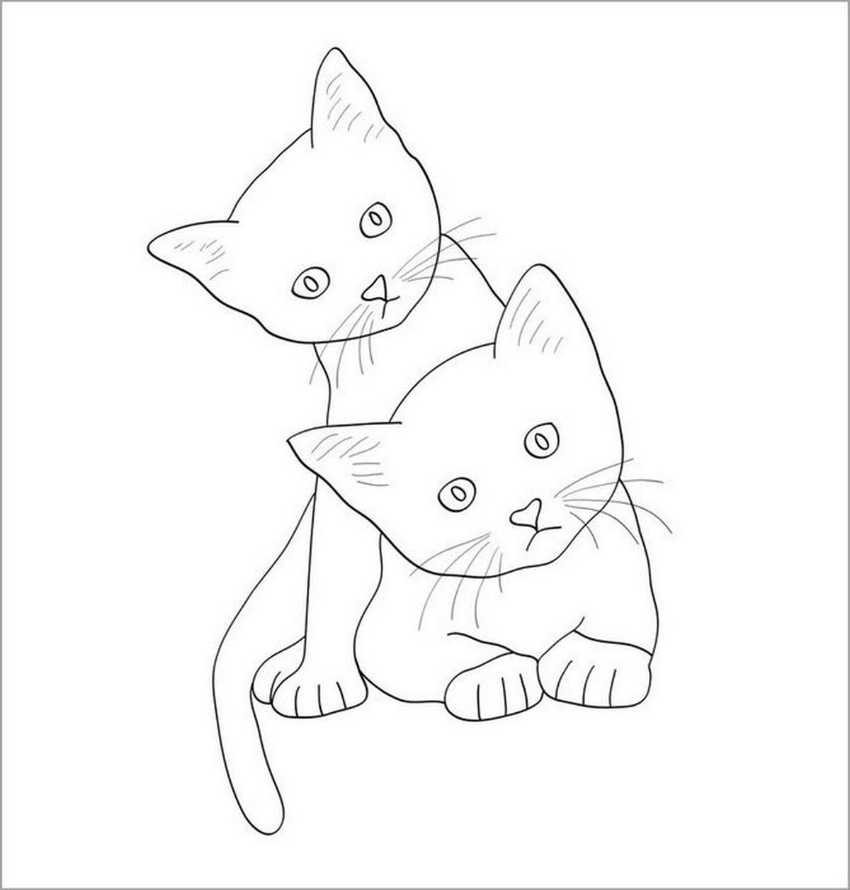 Tranh tô màu con mèo đơn giản số 68