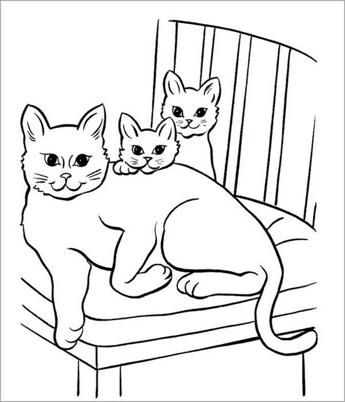 Tranh tô màu con mèo đơn giản số 71