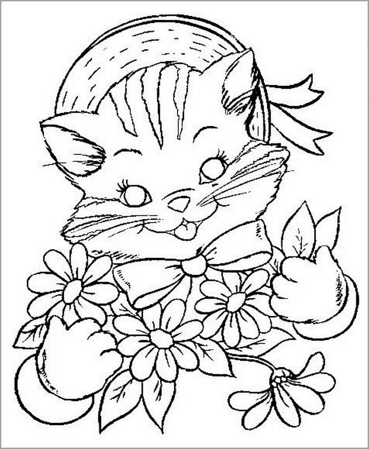 Tranh tô màu con mèo cute số 4