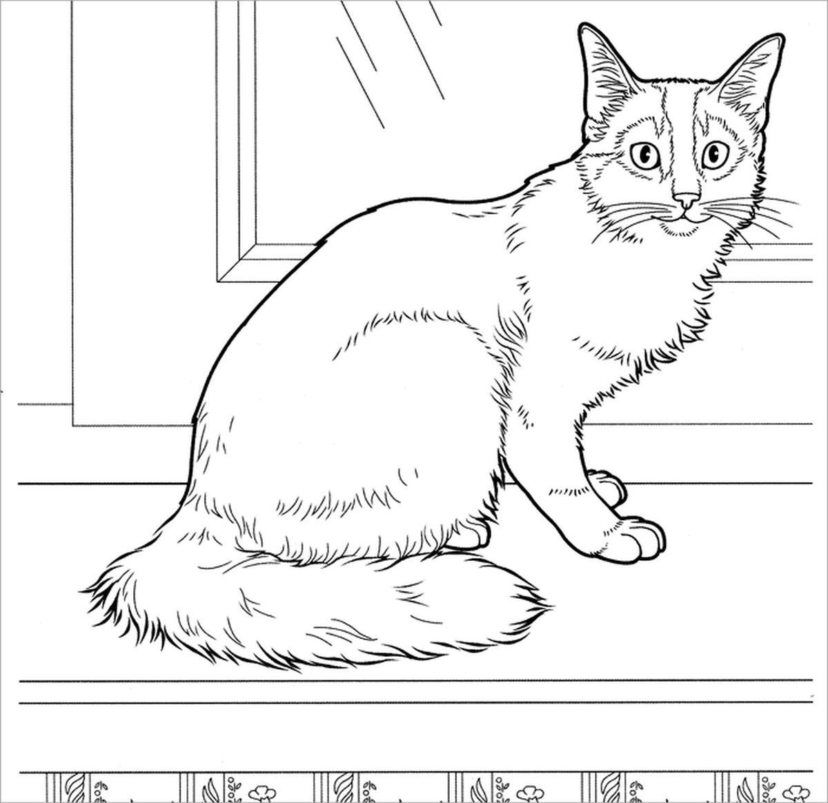 Tranh tô màu con mèo đơn giản số 73