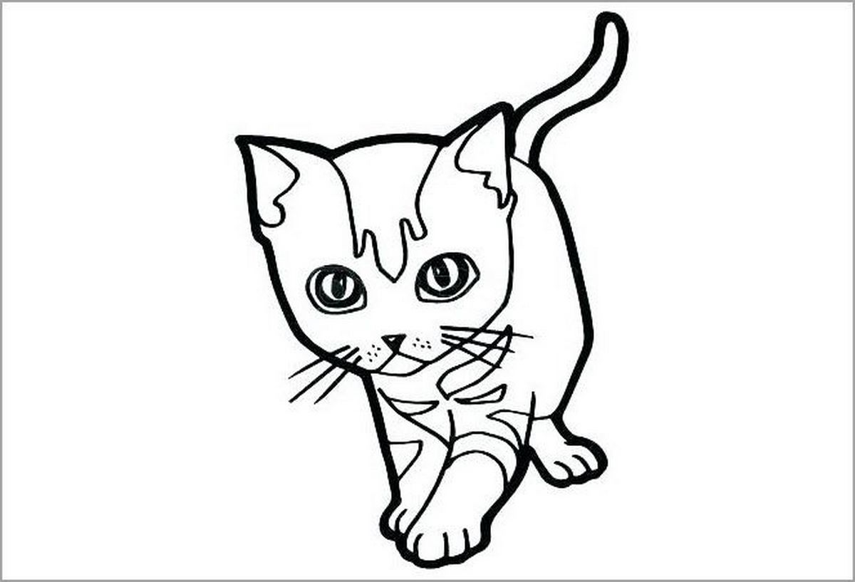Tranh tô màu con mèo đơn giản số 76