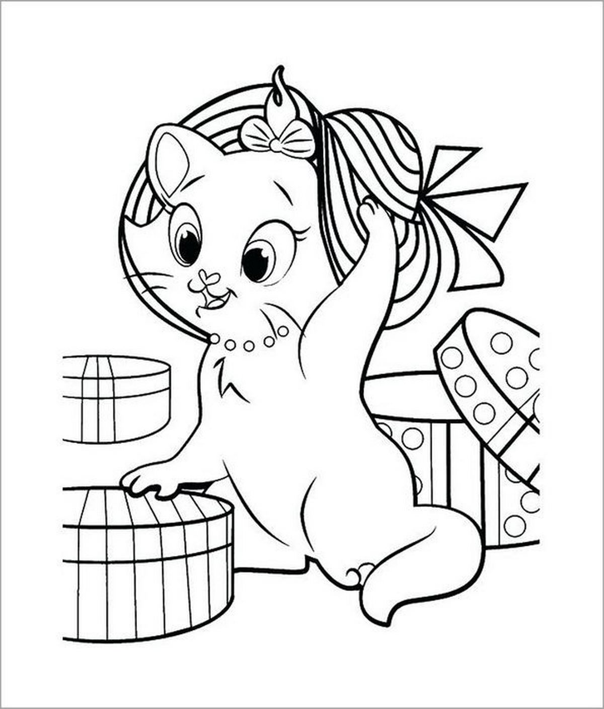 Tranh tô màu con mèo cute số 7