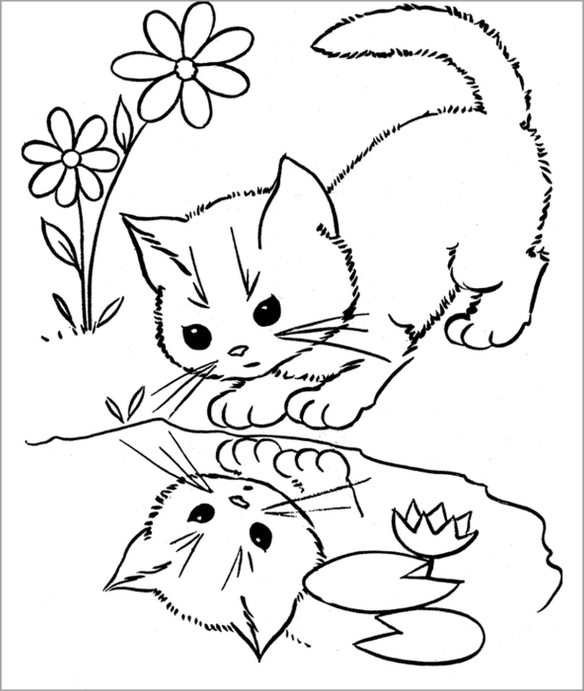 Tranh tô màu con mèo vui nhộn số 16