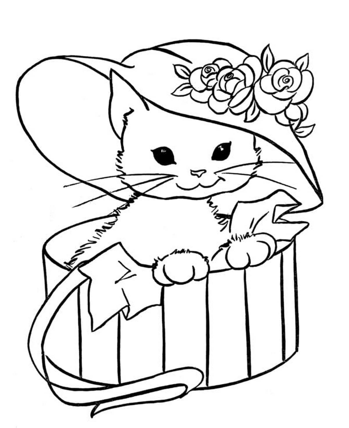 Tranh tô màu con mèo vui nhộn số 21