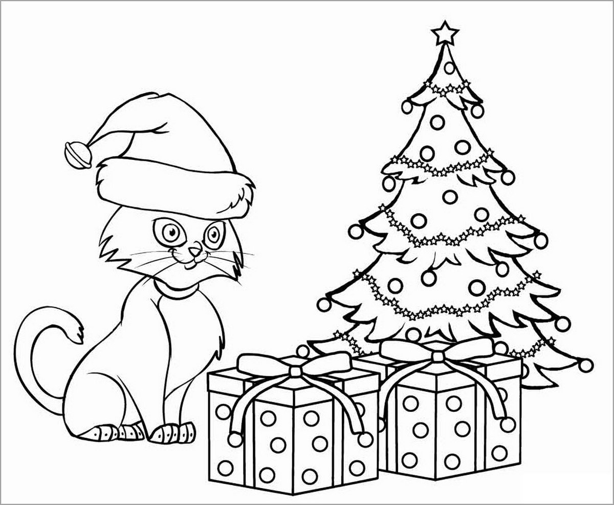 Tranh tô màu con mèo đơn giản số 22