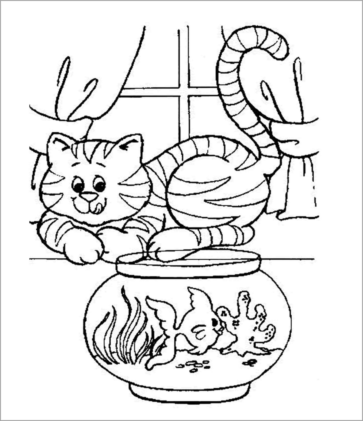 Tranh tô màu con mèo đơn giản số 26