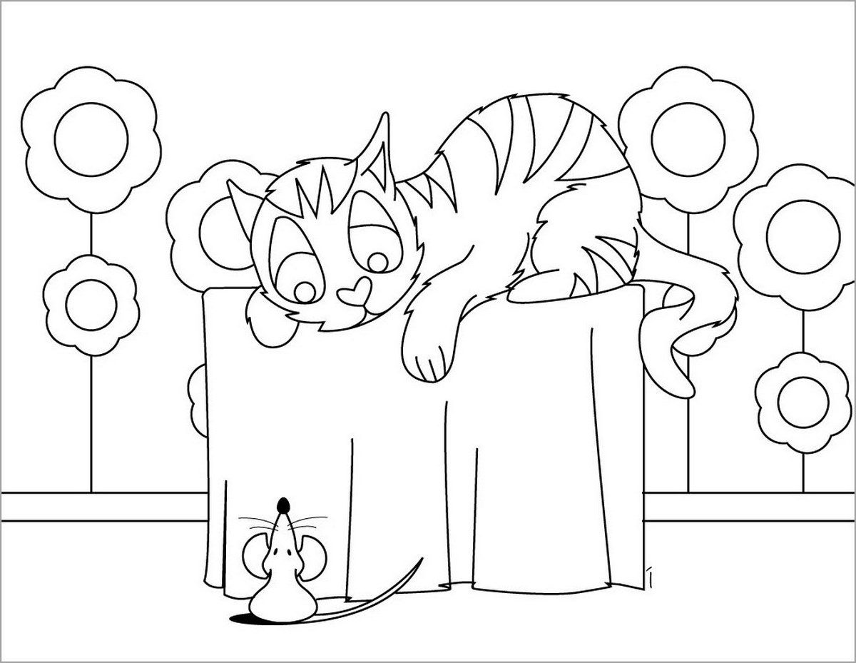 Tranh tô màu con mèo đơn giản số 37