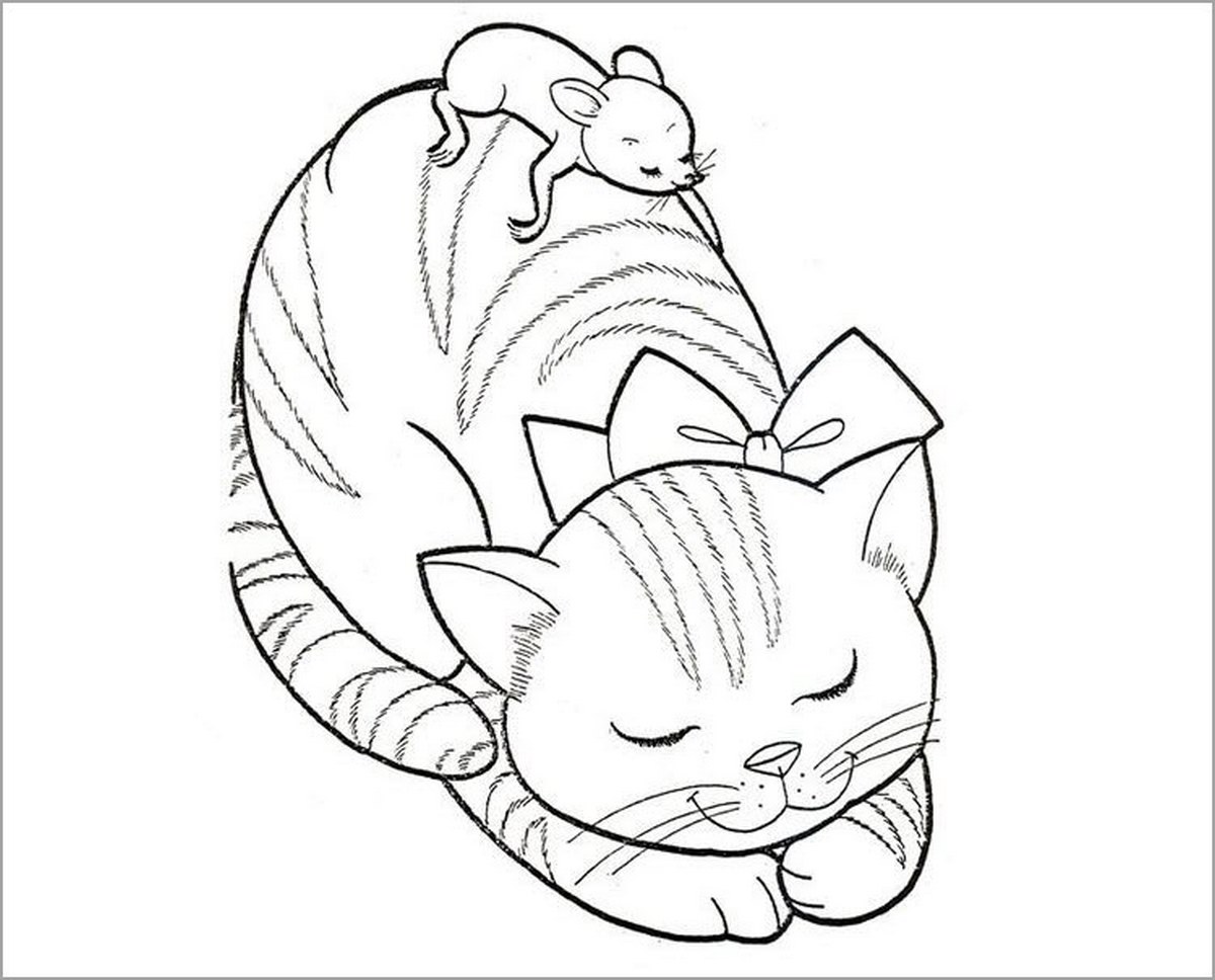 Tranh tô màu con mèo cute số 18