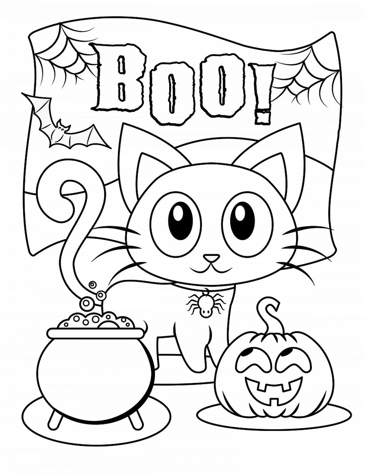 Tranh tô màu con mèo đơn giản số 56