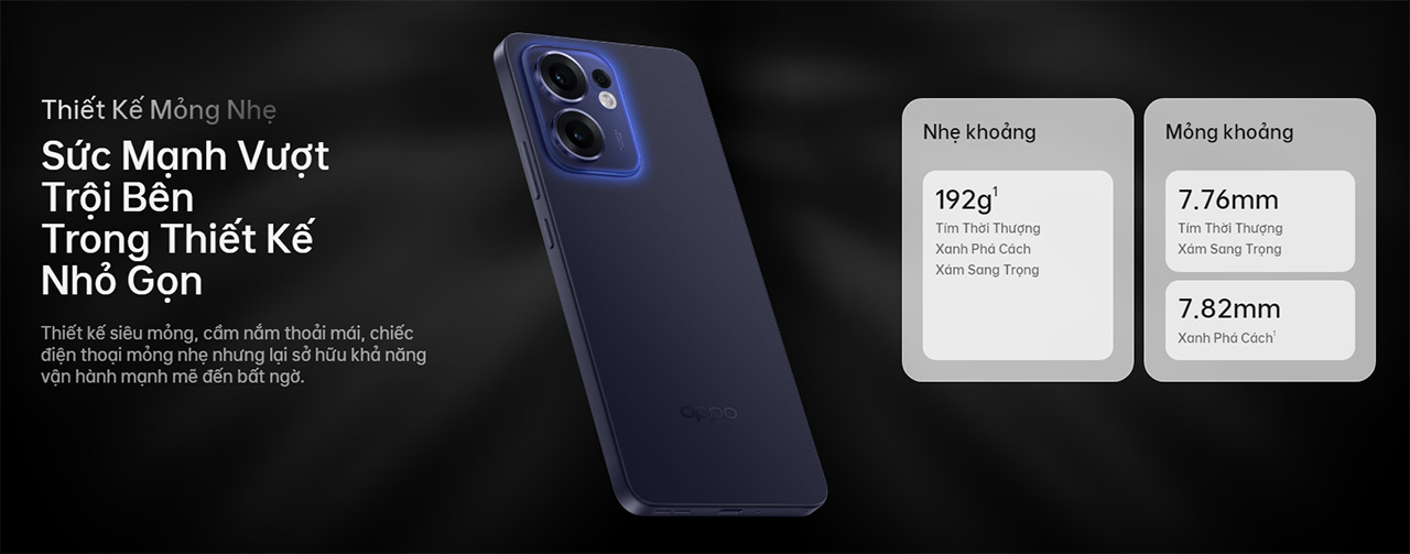OPPO Reno13 F và Reno13 F 5G có thiết kế gọn nhẹ. OPPO Reno13 F và Reno13 F 5G có thiết kế gọn nhẹ.