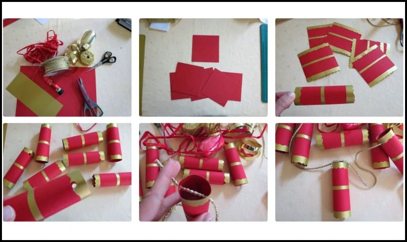 Cách làm pháo giấy treo Tết