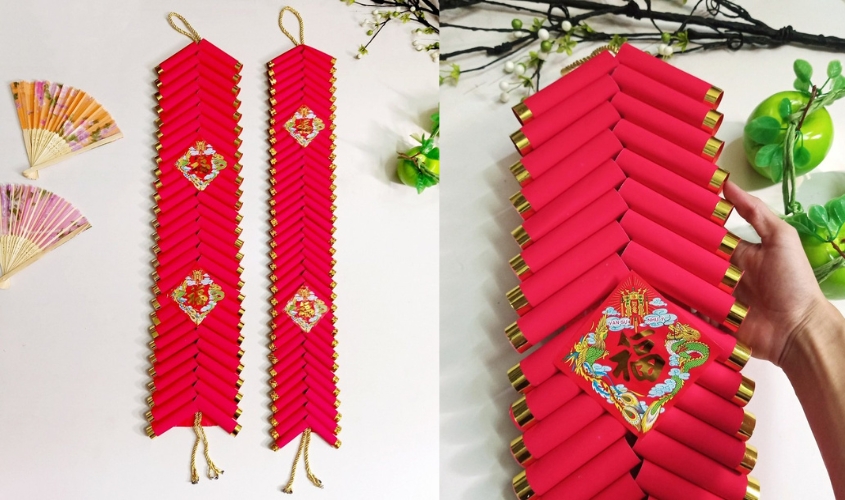 Dây pháo giấy trang trí Tết rực rỡ