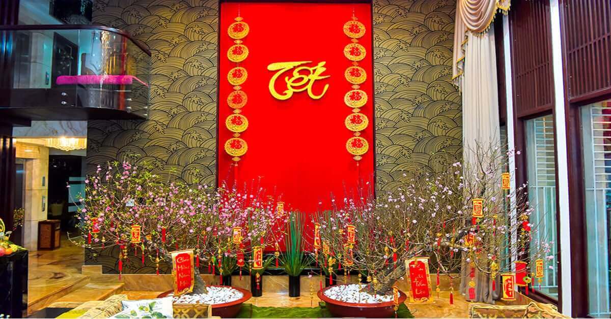 Trang trí Tết với hoa đào thật