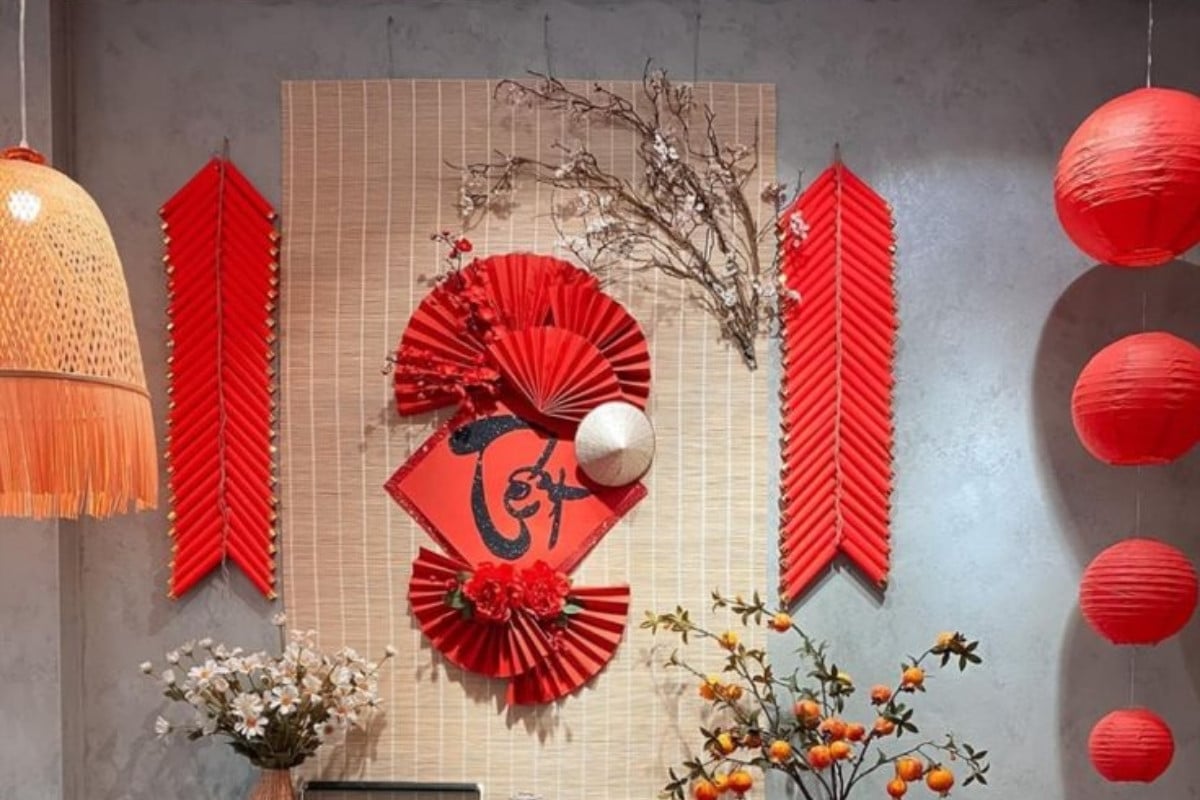 Mẫu trang trí tết mành tre