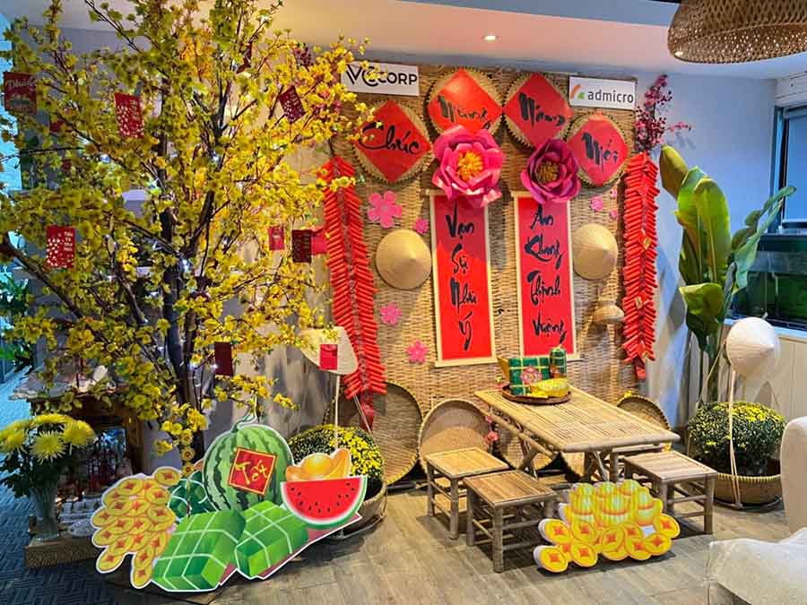 Tiểu cảnh trang trí tết mâm ngũ quả