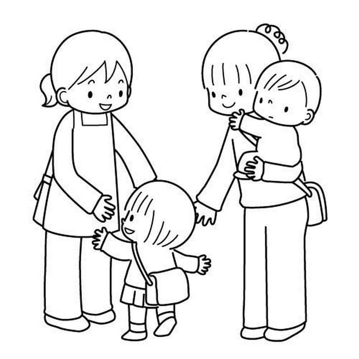 Tranh tô màu bé đi học trường mầm non số 3