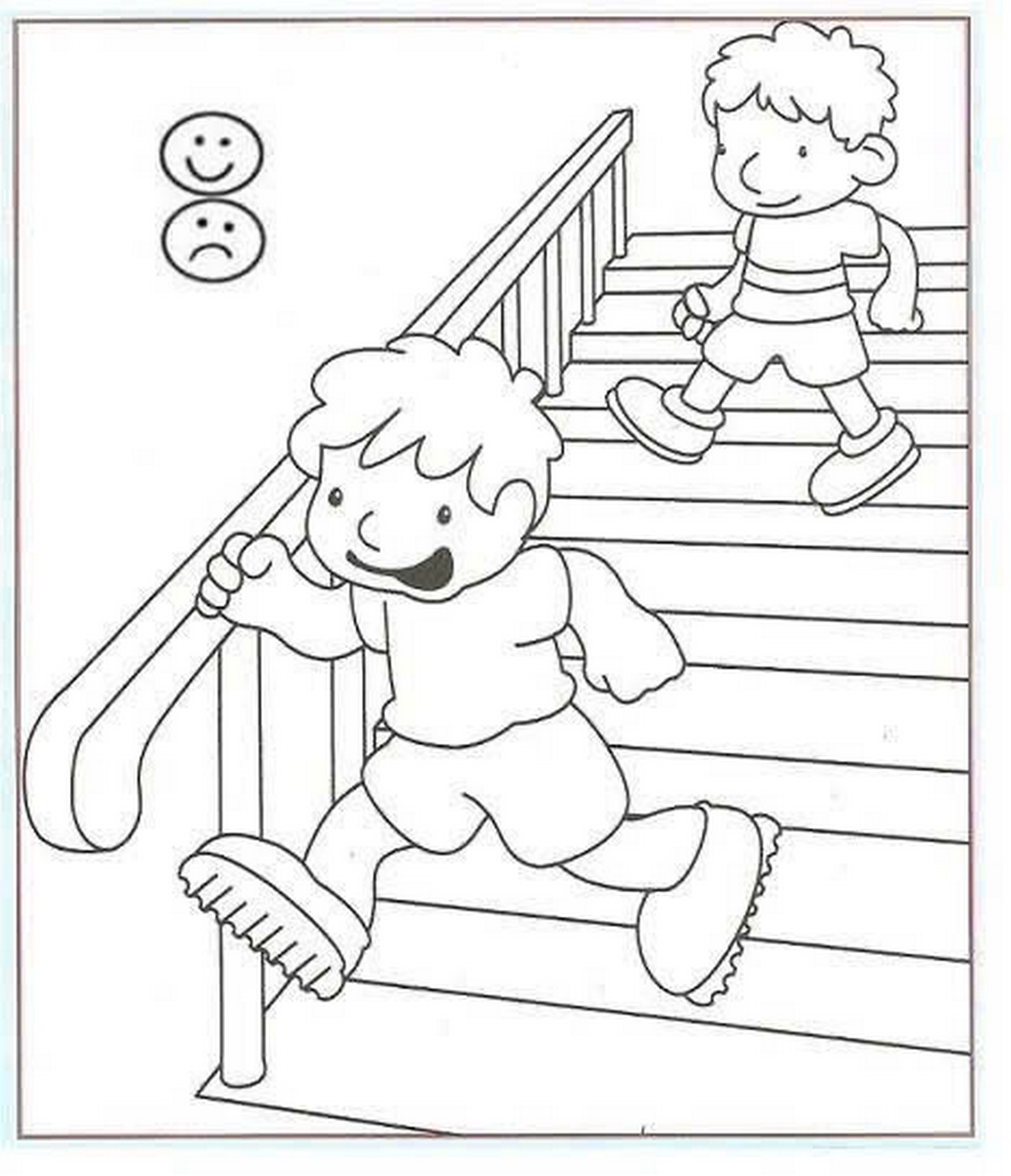 Tranh tô màu bé đi học trường mầm non số 9