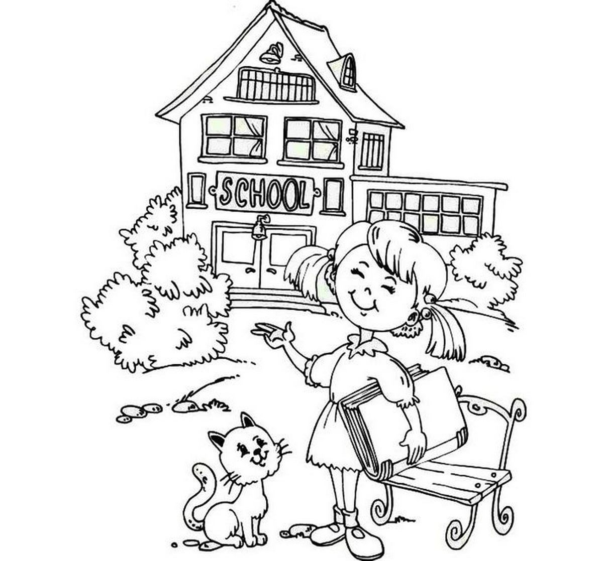 Tranh tô màu bé đi học trường mầm non số 13