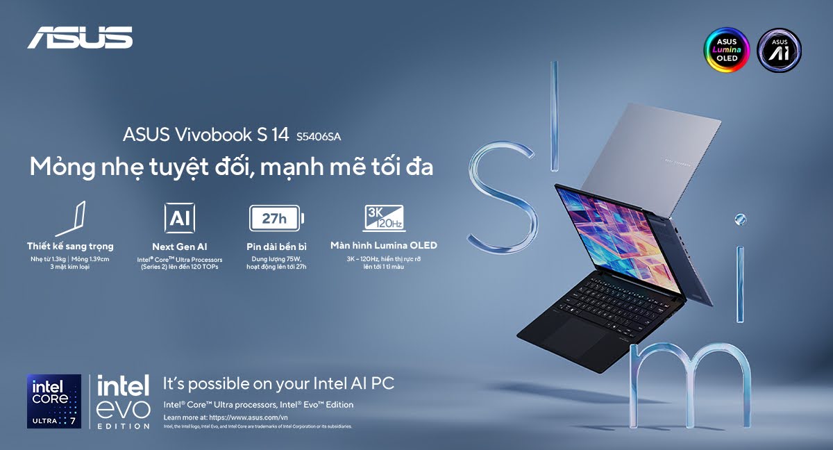 ASUS Vivobook S 14 - Chiếc laptop AI chuẩn Copilot+ PC với hiệu năng mạnh mẽ