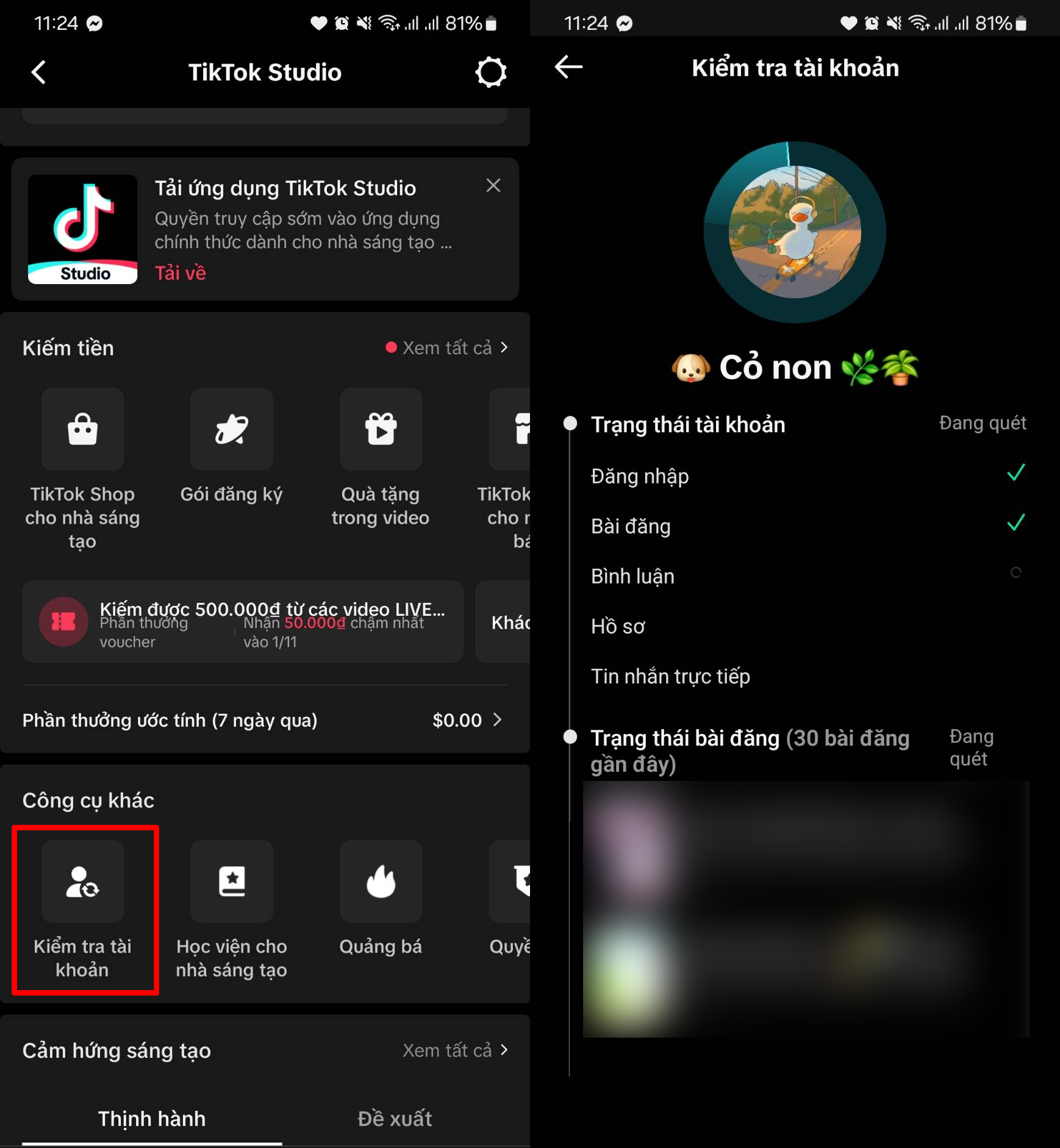Cách kiểm tra tài khoản TikTok có vi phạm không