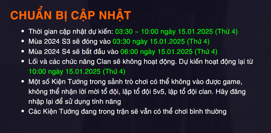 Cách cập nhật Liên Quân mùa S1 2025