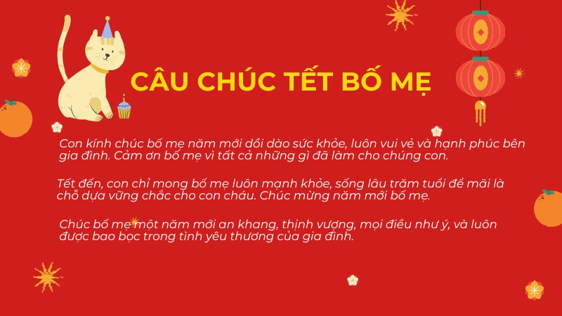 Lời ch&uacute;c Tết &yacute; nghĩa d&agrave;nh cho bố mẹ