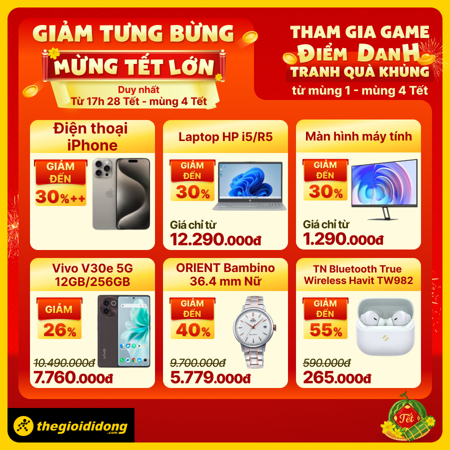 Giảm tưng bừng - Mừng lễ lớn: Smartphone giảm đến 30%, laptop giảm sốc đến 33%, tai nghe chỉ từ 75K và nhiều hơn nữa